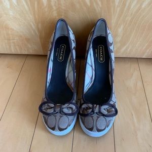 Coach Sweetie Signature Canvas Tan Wedge